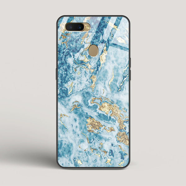 Blue & Gold Marble - Oppo A7  Glass Case