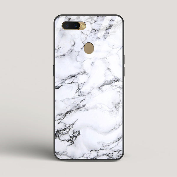 Marble White Luna - Oppo A7  Glass Case