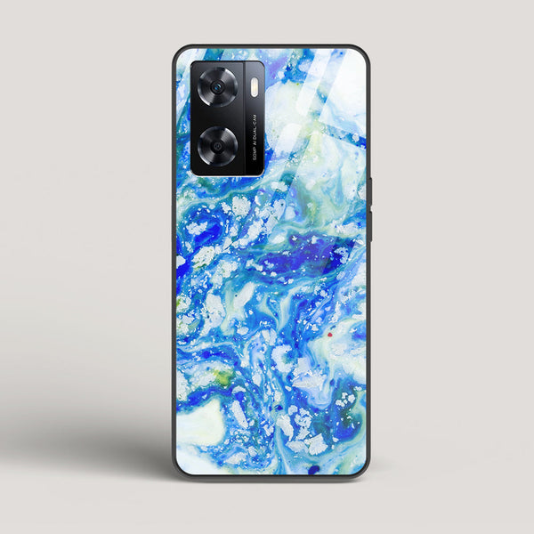 Blue Acid Marble - Oppo A77 4G Glass Case