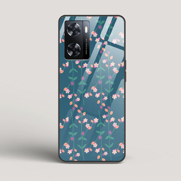 Blue Floral Pattern - Oppo A77 4G Glass Case