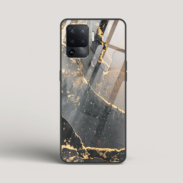Black Gold Marble - Oppo F19 Pro Glass Gripper Case