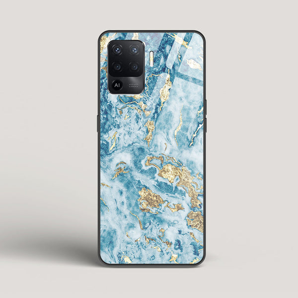 Blue & Gold Marble - Oppo F19 Pro Glass Case