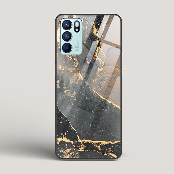 Black Gold Marble- Oppo Reno 6 5G Glass Case