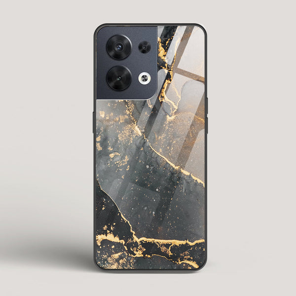Black Gold Marble - Oppo Reno 8 Glass Case