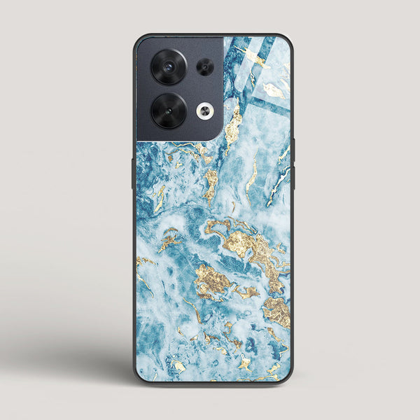Blue & Gold Marble - Oppo Reno 8 Glass Gripper Case