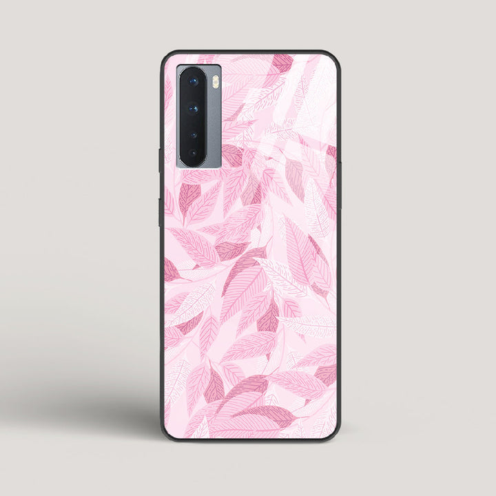 Pink Leaves Pattern - OnePlus Nord Glass Case