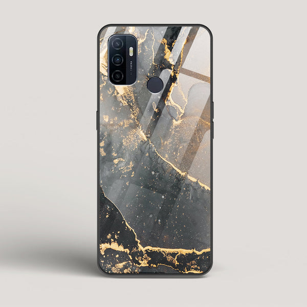 Black Gold Marble - Oppo A53 Glass Case