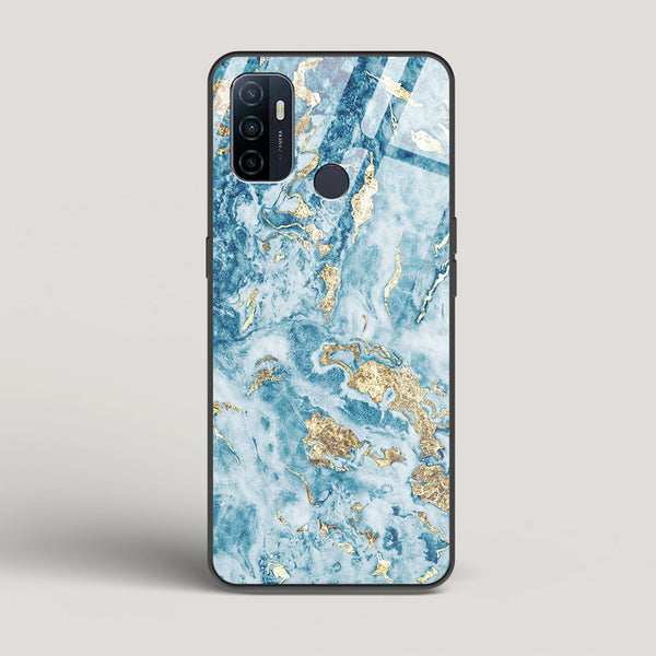 Blue & Gold Marble - Oppo A53 Glass Case