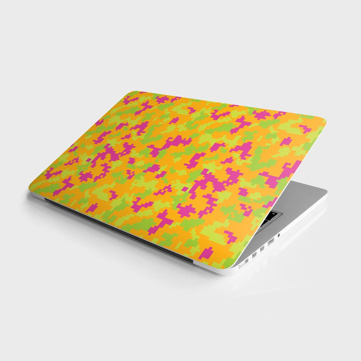 Orange Glitched Pattern Camo  - Laptop Skins