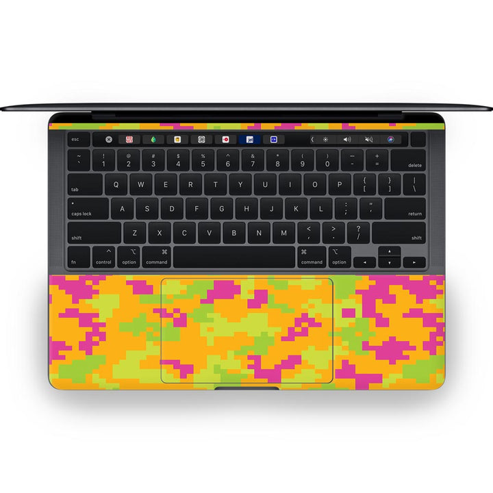 Orange Glitched Pattern Camo - MacBook Skins