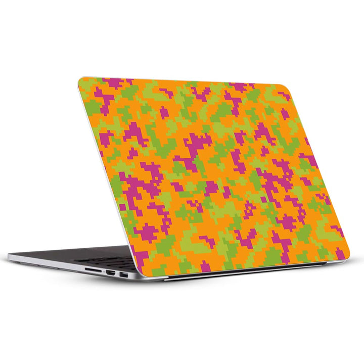 Orange Glitched Pattern Camo  - Laptop Skins