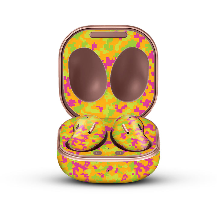 Orange Glitched Pattern Camo - Galaxy Buds Live Skin