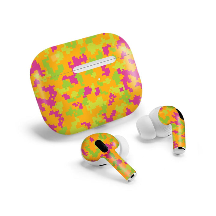 Orange Glitched Pattern Camo - Airpods Pro 2 Skin