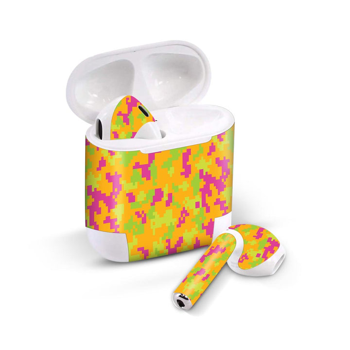 Orange Glitched Pattern Camo - Airpods 1/2/3 Skin