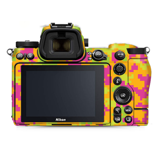 Orange Glitched Pattern Camo - Nikon Camera Skins