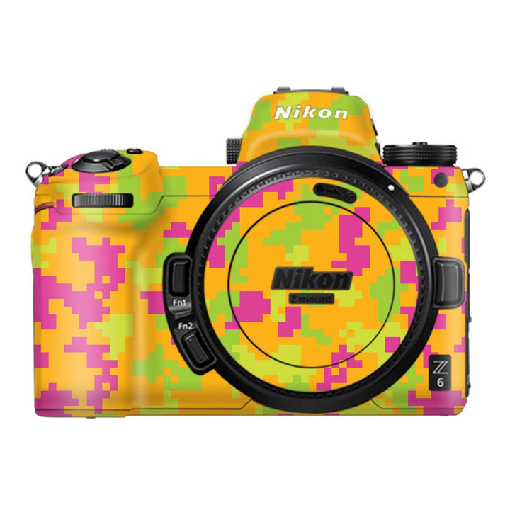 Orange Glitched Pattern Camo - Nikon Camera Skins