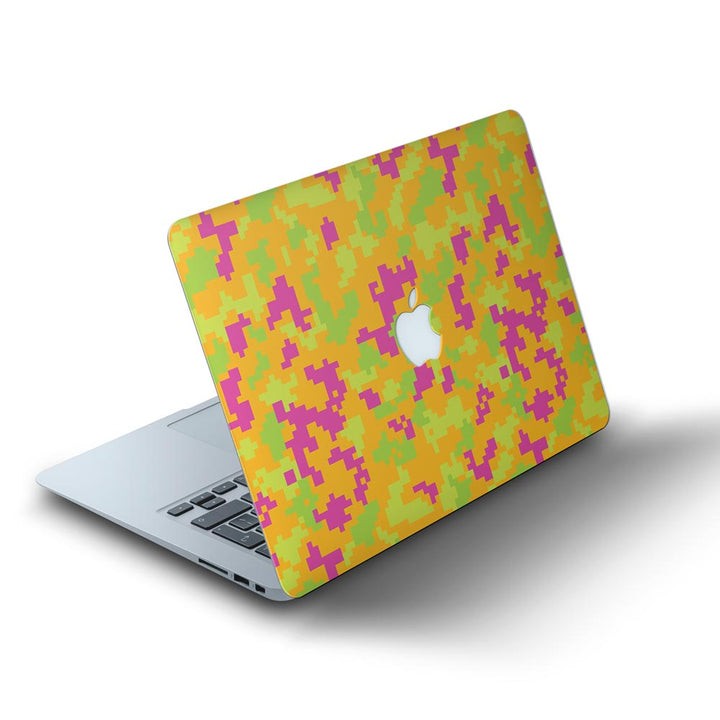 Orange Glitched Pattern Camo - MacBook Skins