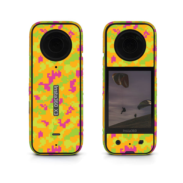 Orange Glitched Pattern Insta360 Skin