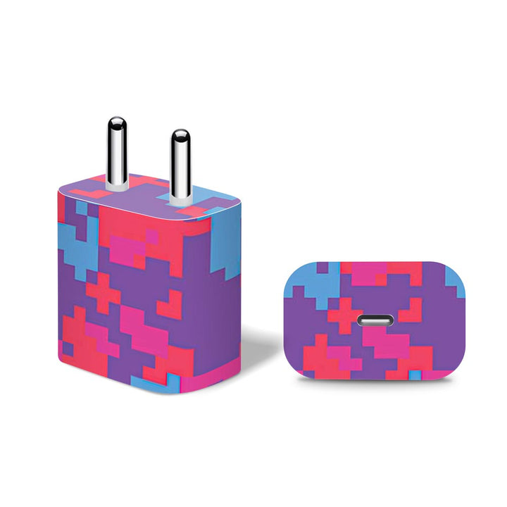 Purple Glitched Pattern Camo - Apple 20W Charger Skin