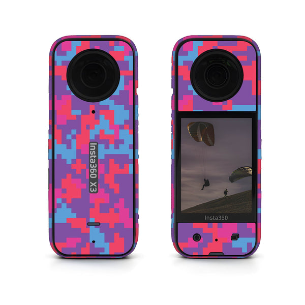 Purple Glitched Pattern Insta360 Skin