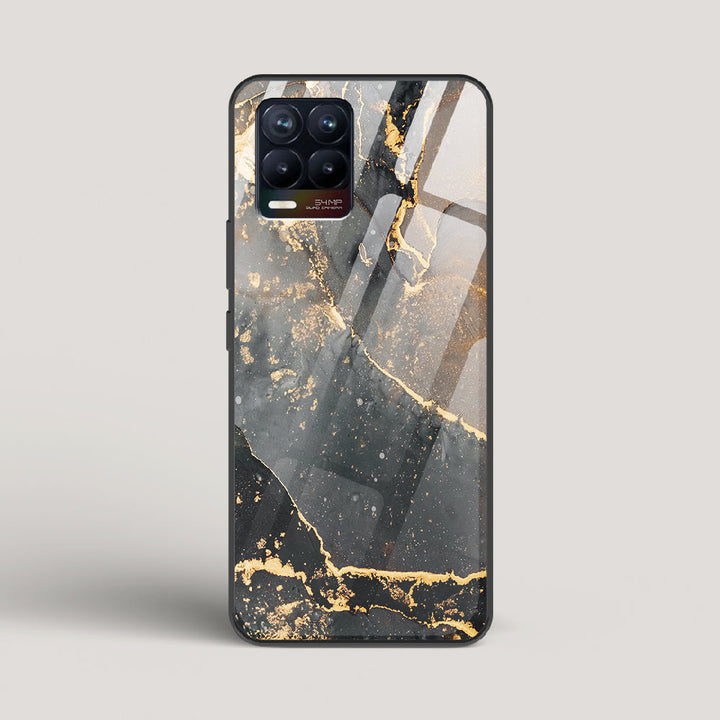 Black Gold Marble - Realme 8 Glass Case