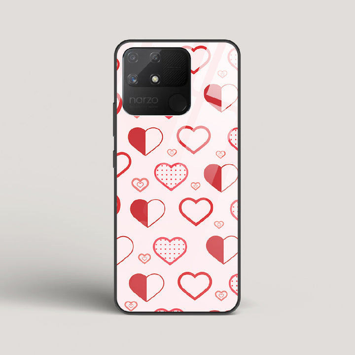 Abstract Heart Pattern - Realme Narzo 50A Glass Gripper Case