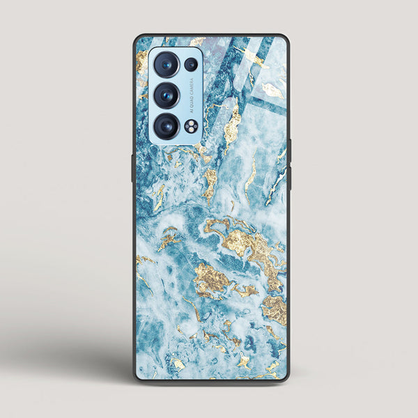 Blue & Gold Marble - Oppo Reno6 Pro 5G (Snapdragon) Glass Case