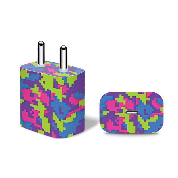 Rainbow Glitched Pattern Camo - Apple 20W Charger Skin