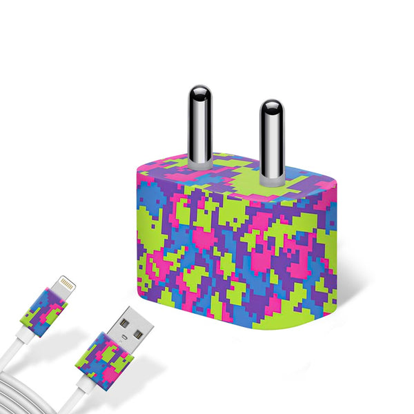 Rainbow Glitched Pattern Camo - Apple charger 5W Skin