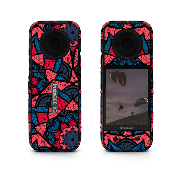 Red Floral Seamless Pattern Insta360 Skin