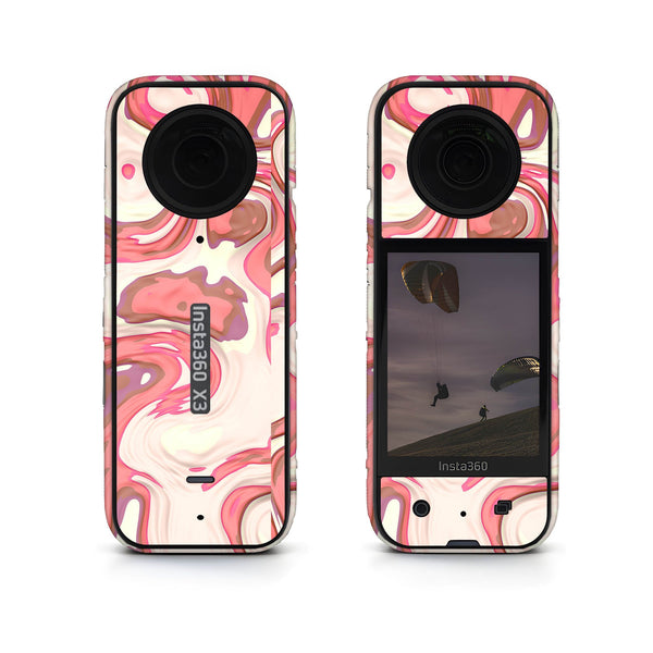 Red Liquid Marble Insta360 Skin