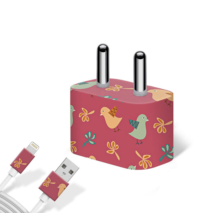 Robins - charger skins for apple charger 5W by Sleeky India