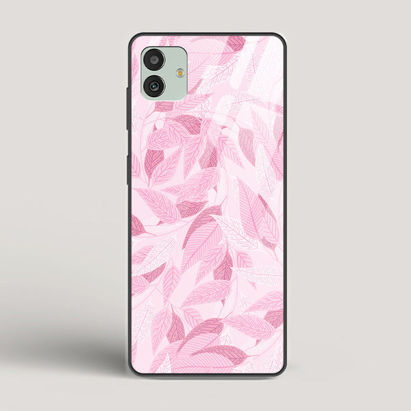 Pink Leaves Pattern - Samsung Galaxy M13 5G Glass Case