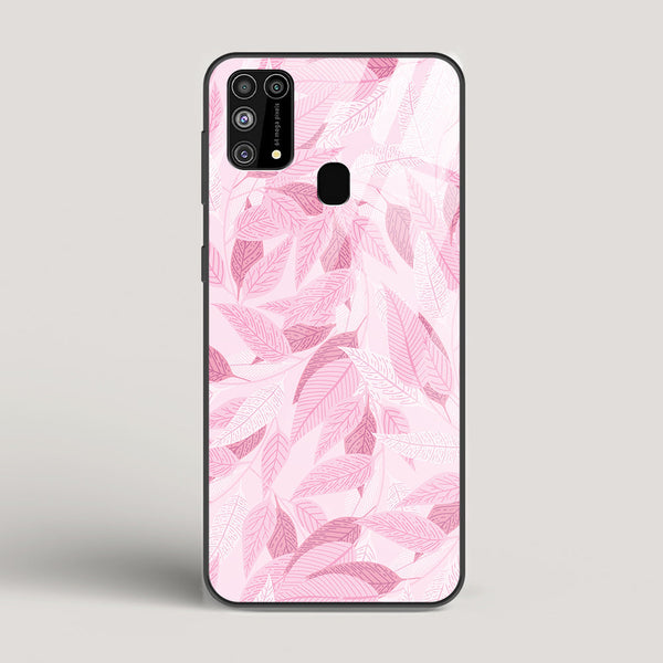 Pink Leaves Pattern - Samsung Galaxy M31 Glass Case