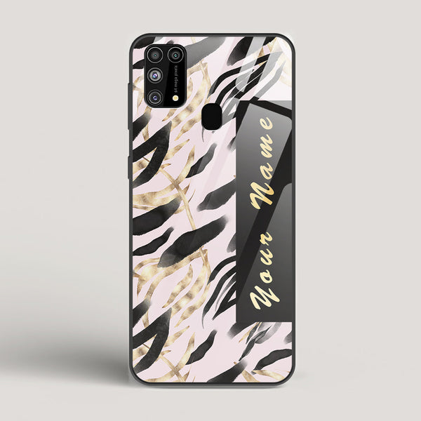 Golden Leaves Name Edition Gold - Samsung Galaxy M31 Glass Case