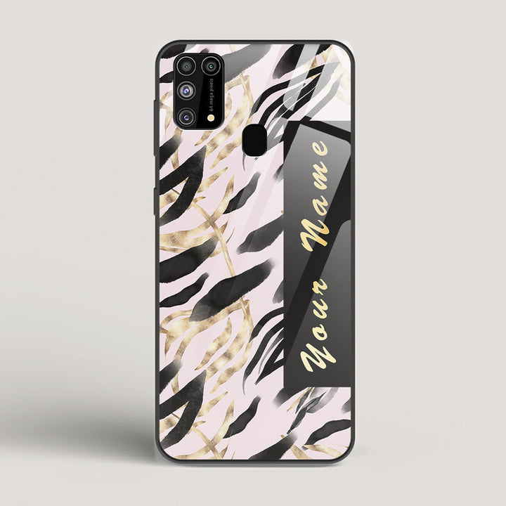 Golden Leaves Name Edition Gold - Samsung Galaxy M31 Glass Case