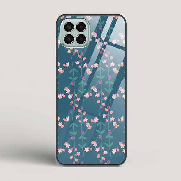 Blue Floral Pattern - Samsung Galaxy M33 5G Glass Case