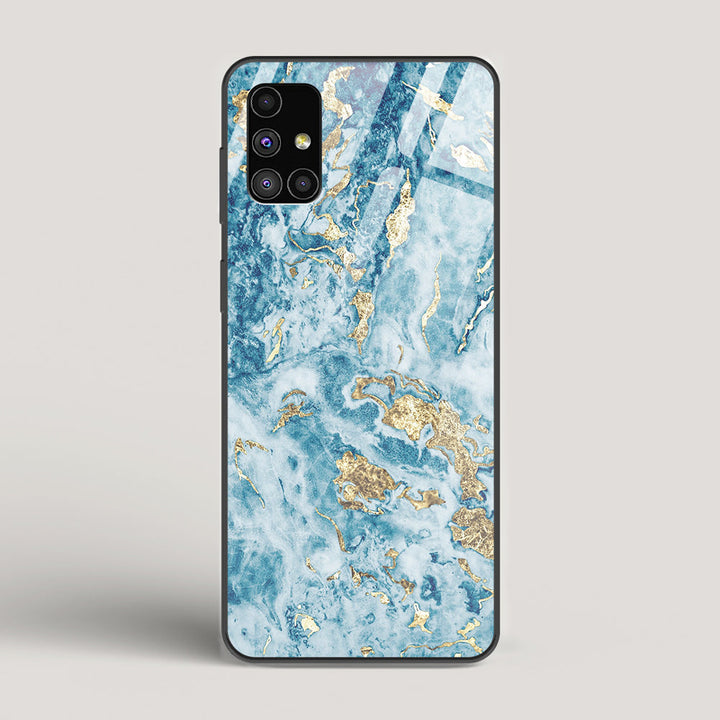 Blue & Gold Marble - Samsung Galaxy M51 Glass Case