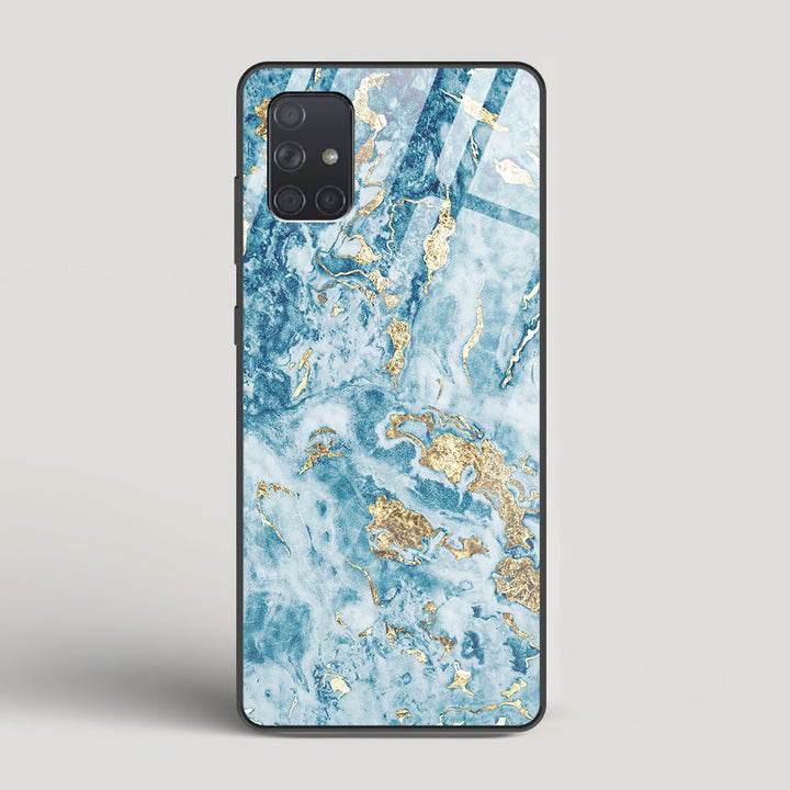 Blue & Gold Marble - Samsung Galaxy A71 Glass Case