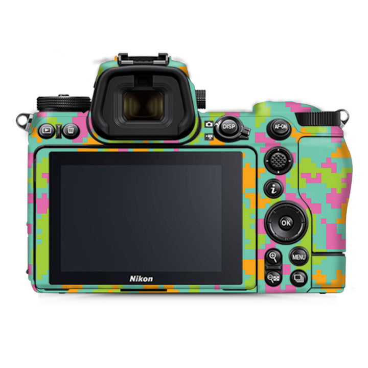 Sea Green Glitched Pattern Camo - Nikon Camera Skins