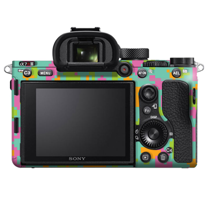 Sea Green Glitched Pattern Camo - Sony Camera Skins