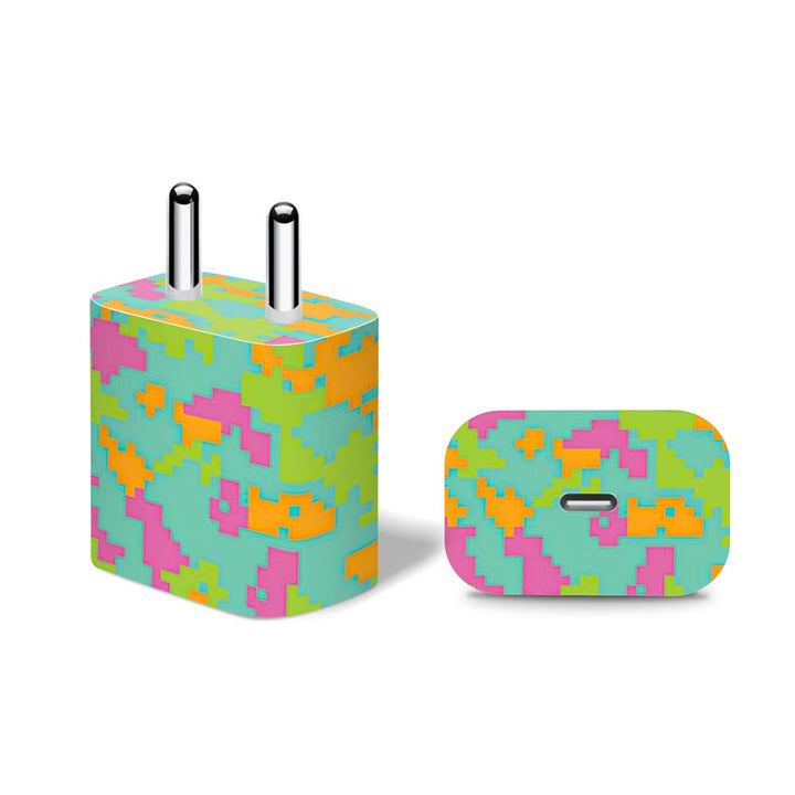 Sea Green Glitched Pattern Camo - Apple 20W Charger Skin