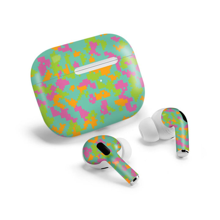 Sea Green Glitched Pattern Camo - Airpods Pro 2 Skin