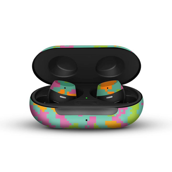 Sea Green Glitched Pattern Camo - Galaxy Buds/Buds Plus/Buds Pro Skins