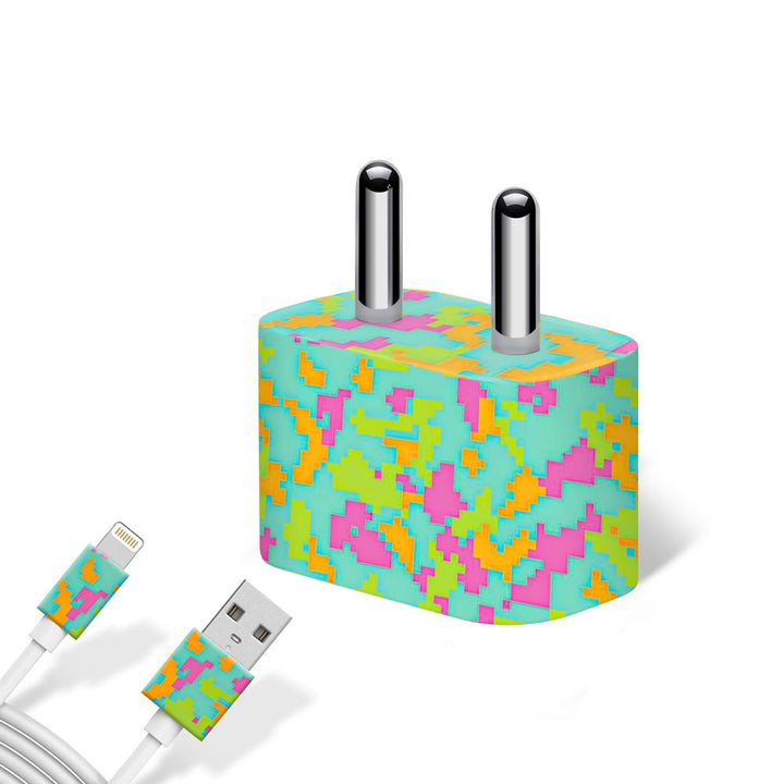 Sea Green Glitched Pattern Camo - Apple charger 5W Skin