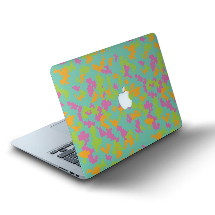 Sea Green Glitched Pattern Camo - MacBook Skins