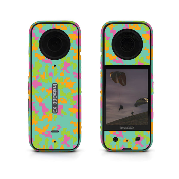 Sea Green Glitched Pattern Insta360 Skin