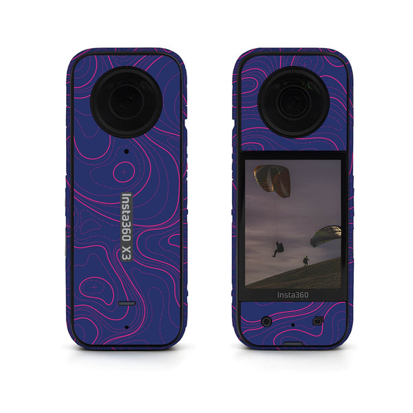 Topographic Blue Map Insta360 Skin