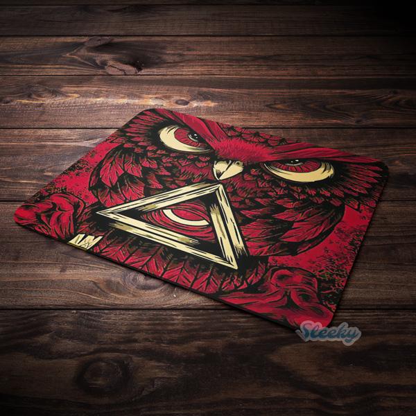 trippy-owl-red-1 Mousepad