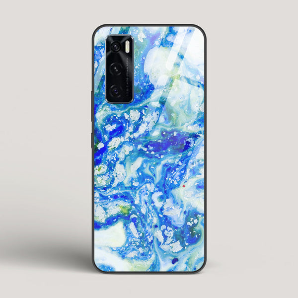 Blue Acid Marble - vivo V20 SE Glass Case